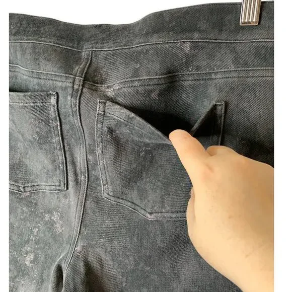 SPANX Gray Acid Wash X-Large Jean-ish Twill Pull-on Shaping Ankle Leggings - Picture 8 of 9
